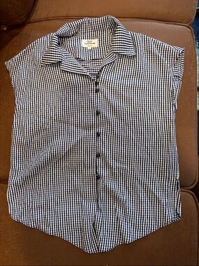 Covet & Mane Navy + White Gingham Button Front Shirt